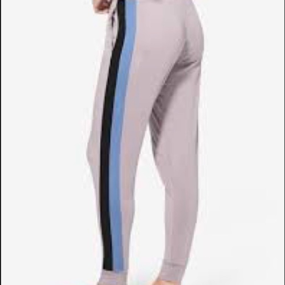 Tommy John Lounge Pant Jogger Color Block Stripe Gull Gray Size Medium